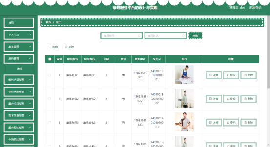图 5.2 雇员管理页面